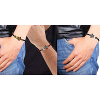 Mahi Combo of Shiv Trishul Damru and Mahakal and Narasimha Leather Bracelet with Rudraksha for Men (CO1105147M)