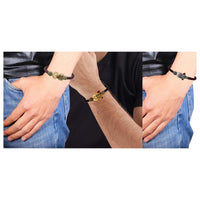 Mahi Combo of Om Shiv Trishul Damru and Mahakal Leather Bracelet with Rudraksha for Men (CO1105149M)