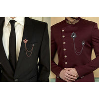 Mahi Latest Design Combo of Long Double Layer Chain Wedding Occasion Brooch for Men (CO1105176M)