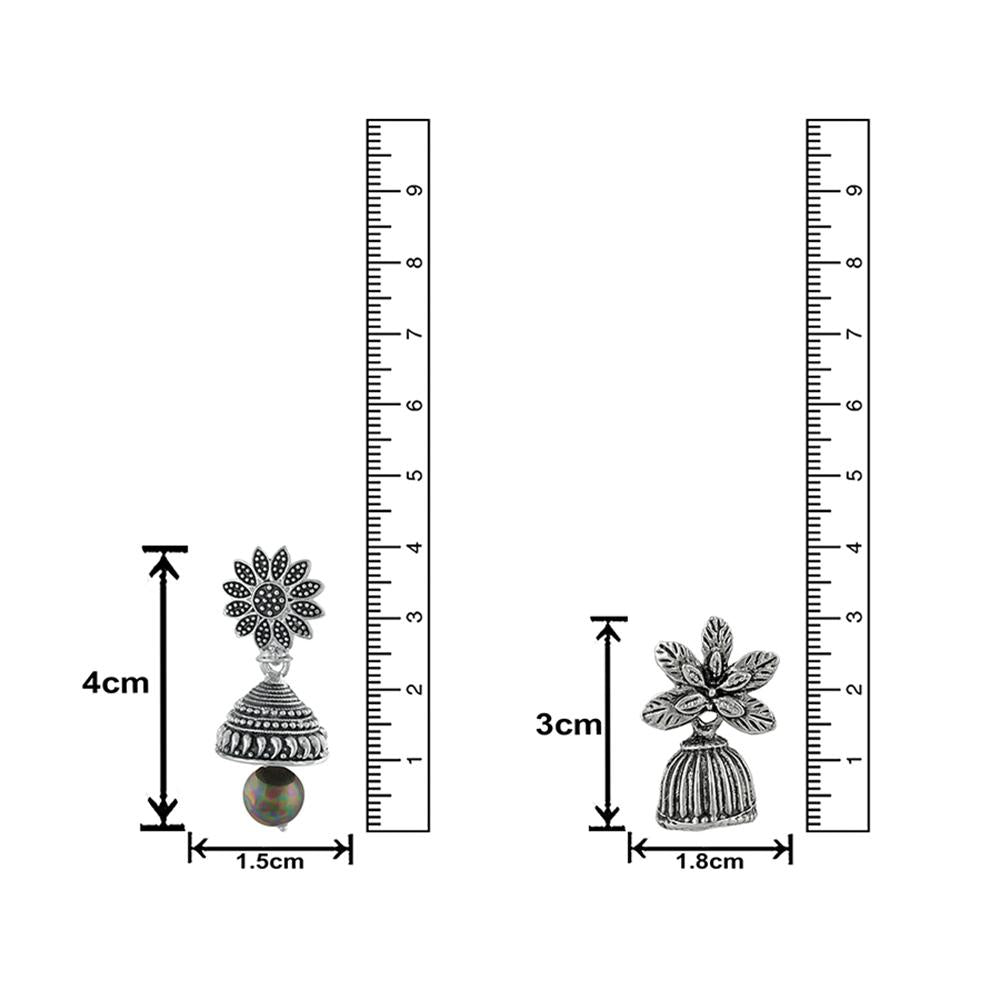 Mahi Combo of Two Traditional Ethnic Jhumka Floral Earrings with Artificial Beads (CO1105185R)