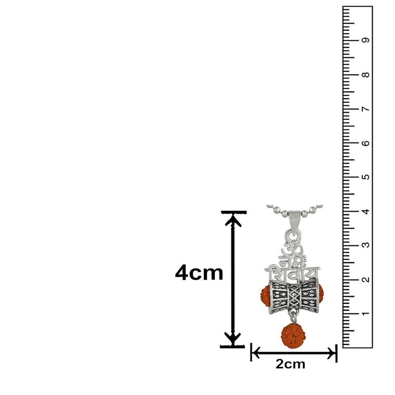 Mahi Combo of Om Nammo Shivay Pendant and Silver Color Cap Bracelet with Rudraksha for Men (CO1105188R)