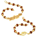 Mahi Combo of Om Mahadev Trishul Bracelets with Rudraksha for Men (CO1105190G)