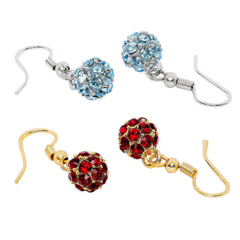 Mahi Combo of 2 Royal Sparklers Blue and Red Crystals Ball Earrings for Women (CO1105260M)