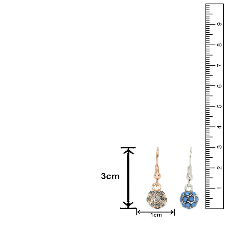 Mahi Combo of 2 Royal Sparklers Blue and White Crystals Ball Earrings for Women (CO1105262M)