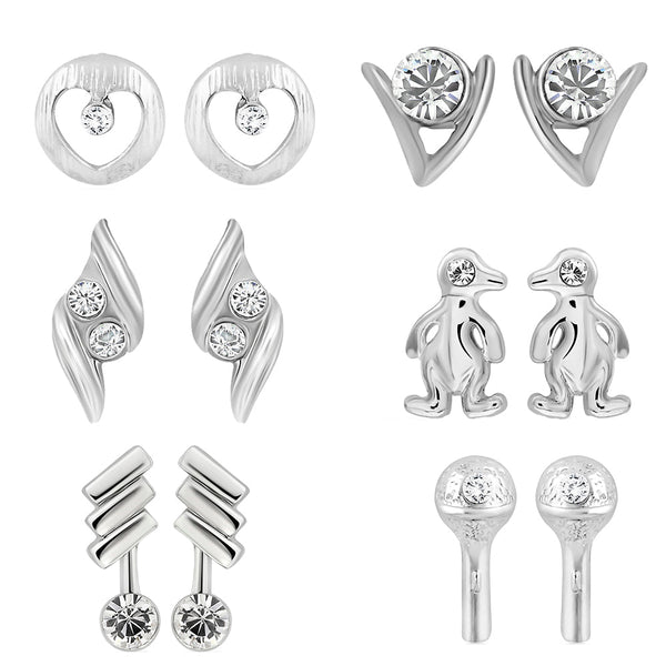 Mahi Combo of 6  Small Baby Size Stud Earrings for Women and Girls CO1105264R