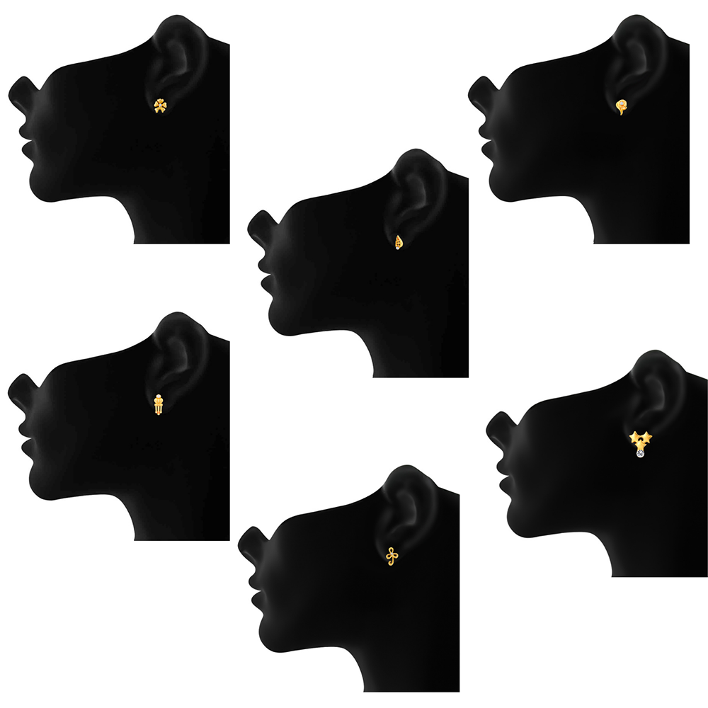 Mahi Combo of 6  Small Baby Size Stud Earrings with Crystal for Women and Girls CO1105265G
