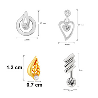 Mahi Combo of 8 Small Baby Top Earring with Crystal Stones for Girls and Women CO1105268M