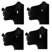 Mahi Combo of 8 Small Crystal studs with Crystal Stones for Girls and Women CO1105269M