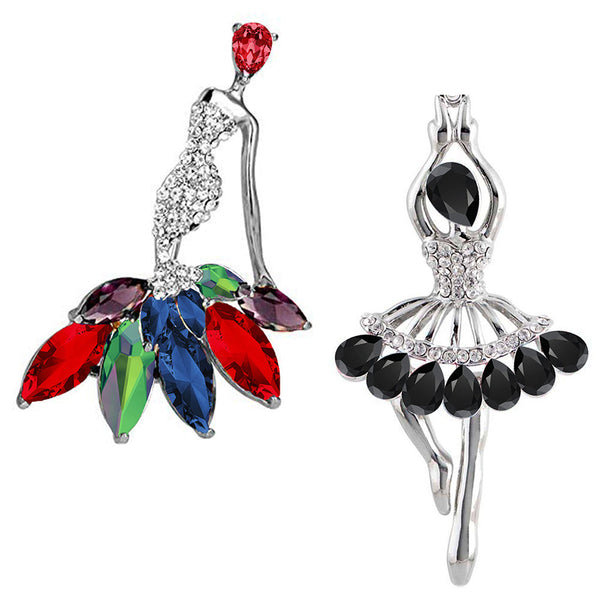 Mahi Combo of Doll Shaped Wedding Brooch / Lapel Pin with Multicolor Crystals for Women (CO1105497R)