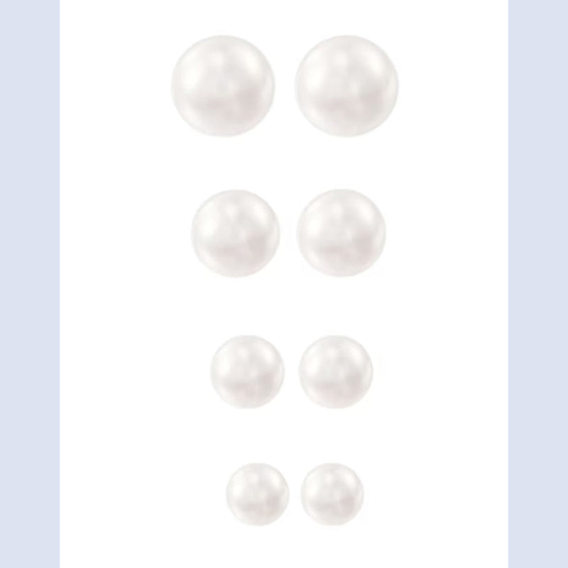 Mahi Classic White Artificial Pearlss Combo of 4 Stud Earrings (different size) for Women (CO1105519R)