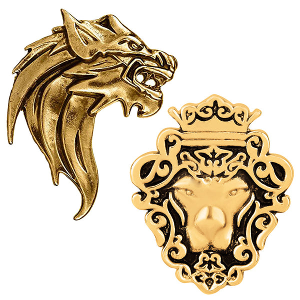 Mahi Combo of Lion Face Shaped Brooch / Lapel Pin for Mens (CO1105582G)