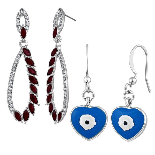 Mahi Combo of Dangler and Evil Eye Earrings with Beads for Women (CO1105586R)