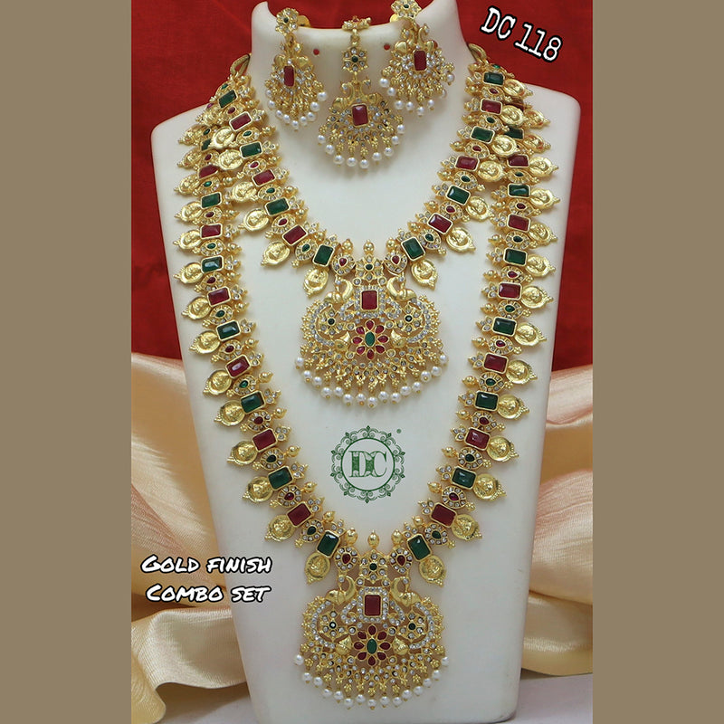 Diksha Collection Gold Plated Long & Short Necklace Set