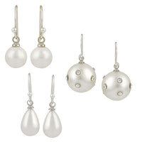 Mahi Elegant Combo of Artificial Pearl Fish Hook Earrings
