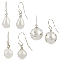 Mahi Elegant Combo of Artificial Pearl Fish Hook Earrings