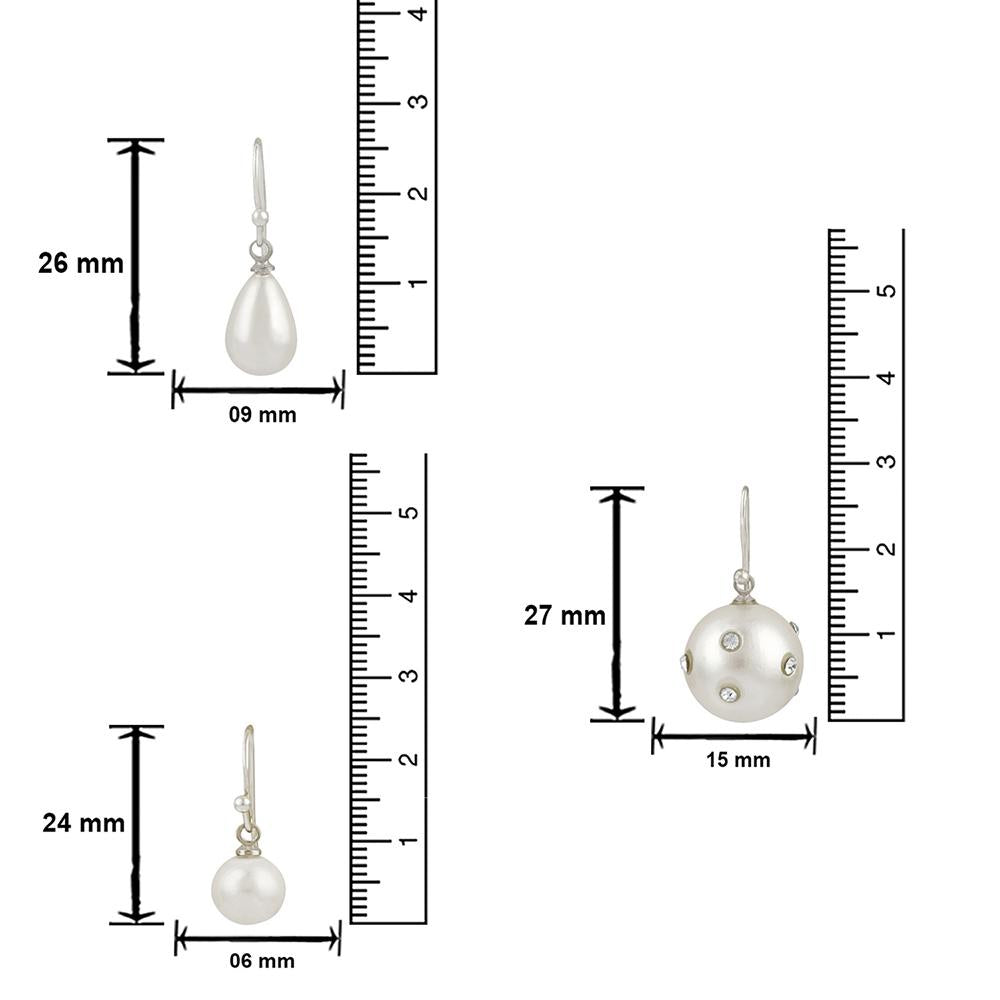 Mahi Elegant Combo of Artificial Pearl Fish Hook Earrings