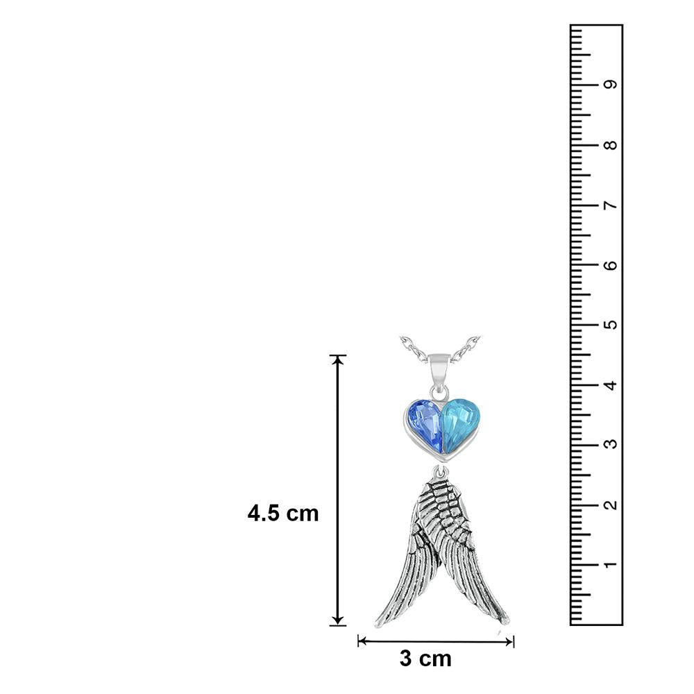 Mahi Combo of Heart and Wings Pendant and Bracelet