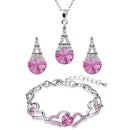 Mahi Combo of Pink Lovely Heart Link Bracelet and Eiffel Tower Pendant set