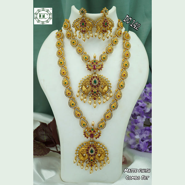 Diksha Collection Gold Plated Long & Short Necklace Set