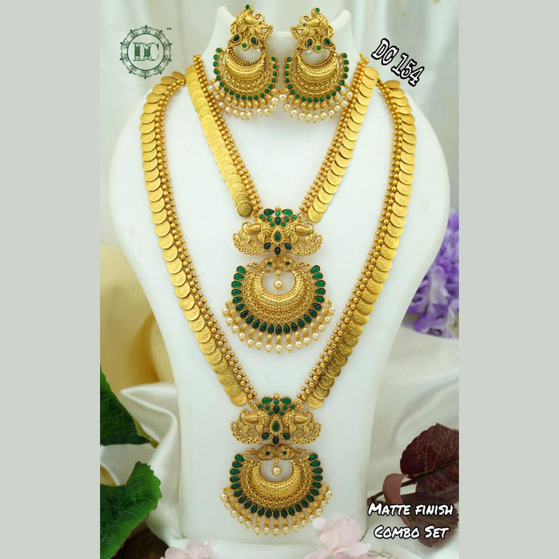 Diksha Collection Gold Plated Pota Stone Long & Short Necklace Set