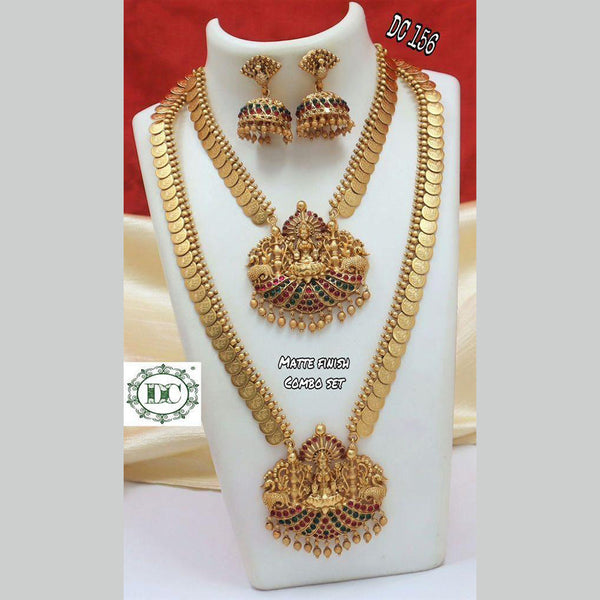 Diksha Collection Gold Plated Double Necklace Set