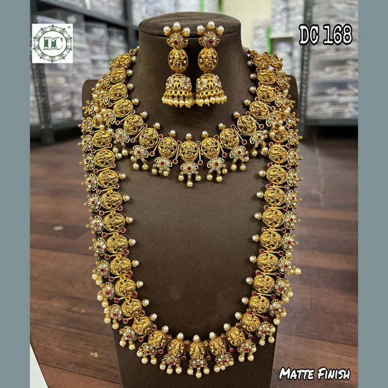 Diksha Collection Gold Plated Double Necklace Set