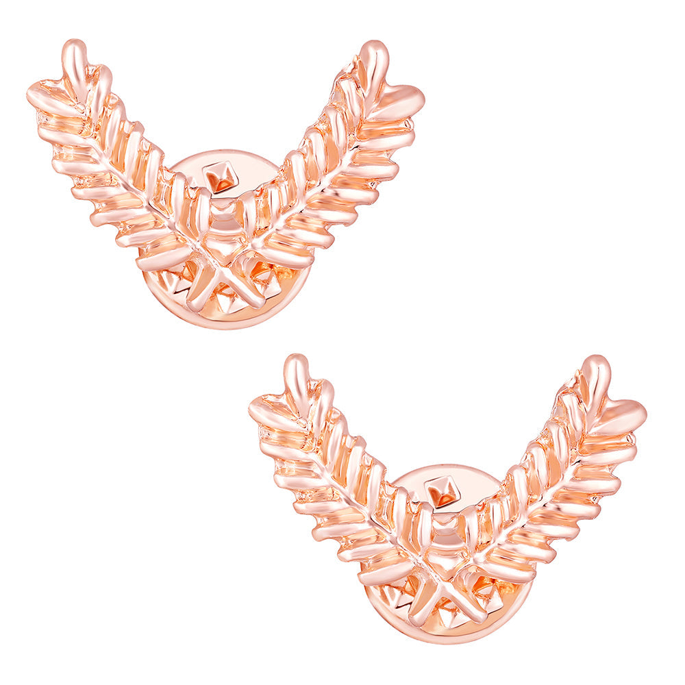 Mahi Rose Gold Plated Cross Leaves Collar Pins Set for Men (CP1101106Z)