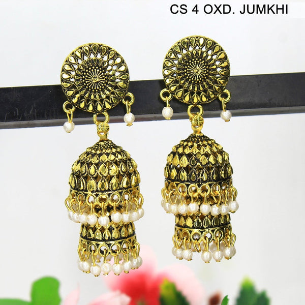 Mahavir Antique Gold Plated Jhumki Earrings - CS 4 OXD Jumkhi