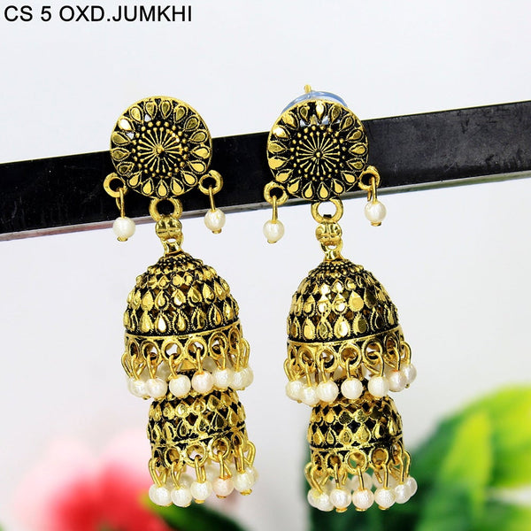 Mahavir Antique Gold Plated Jhumki Earrings - CS 5 OXD Jumkhi