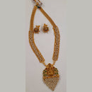 Midas Touch Brass Metal Pota Stone And Pearl Laxmi Temple Necklace Set