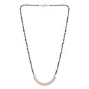 Etnico 18k Rose Gold Plated Traditional Single Line American Diamond Pendant with Black Bead Chain Mangalsutra for Women (D076)
