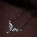 Etnico 18k Rhodium Plated Traditional Single Line American Diamond Pendant with Black Bead Chain Mangalsutra for Women (D077)