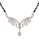 Etnico 18k Rhodium Plated Traditional Single Line American Diamond Pendant with Black Bead Chain Mangalsutra for Women (D077)