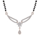 Etnico 18k Rhodium Plated Traditional Single Line American Diamond Pendant with Black Bead Chain Mangalsutra for Women (D079)