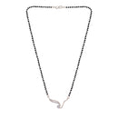 Etnico 18k Rhodium Plated Traditional Single Line American Diamond Pendant with Black Bead Chain Mangalsutra for Women (D080)