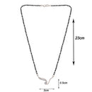 Etnico 18k Rhodium Plated Traditional Single Line American Diamond Pendant with Black Bead Chain Mangalsutra for Women (D080)