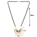 Etnico 18k Gold Plated Traditional Meena Work Pearl Studded Pendant with Black Bead Chain Mangalsutra for Women (D083)