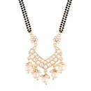 Etnico 18k Gold Plated Traditional Pearl Beads Studded Pendant with Black Bead Chain Mangalsutra for Women (D084W)
