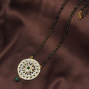 Copy of Etnico 18k Gold Plated Traditional Pearl Kundan Studded Pendant with Black Bead Chain Mangalsutra for Women (D085G)
