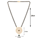 Copy of Etnico 18k Gold Plated Traditional Pearl Kundan Studded Pendant with Black Bead Chain Mangalsutra for Women (D085G)