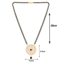Copy of Etnico 18k Gold Plated Traditional Pearl Kundan Studded Pendant with Black Bead Chain Mangalsutra for Women (D085G)
