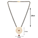 Etnico 18k Gold Plated Traditional Pearl Kundan Studded Pendant with Black Bead Chain Mangalsutra for Women (D085G)