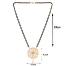Etnico 18k Gold Plated Traditional Pearl Kundan Studded Pendant with Black Bead Chain Mangalsutra for Women (D085W)