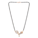 Etnico 18k Rose Gold Plated Traditional Single Line American Diamond Peacock Design Pendant with Black Beads Chain Mangalsutra for Women (D091)