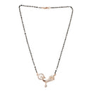 Etnico 18k Rose Gold Plated Traditional Single Line American Diamond Peacock Design Pendant with Black Beads Chain Mangalsutra for Women (D091)