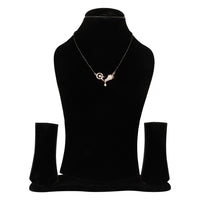 Etnico 18k Rose Gold Plated Traditional Single Line American Diamond Peacock Design Pendant with Black Beads Chain Mangalsutra for Women (D091)