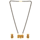 Etnico 18k Gold Plated Traditional Pearl Beads Studded Pendant with Black Bead Chain Mangalsutra With Earrings for Women (D094M)