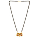 Etnico 18k Gold Plated Traditional Pearl Beads Studded Pendant with Black Bead Chain Mangalsutra With Earrings for Women (D094M)