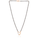 Etnico 18k Rose Gold Plated Traditional Single Line American Diamond Heart Shaped Pendant with Black Beads Chain Mangalsutra for Women (D095)