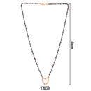 Etnico 18k Rose Gold Plated Traditional Single Line American Diamond Heart Shaped Pendant with Black Beads Chain Mangalsutra for Women (D095)